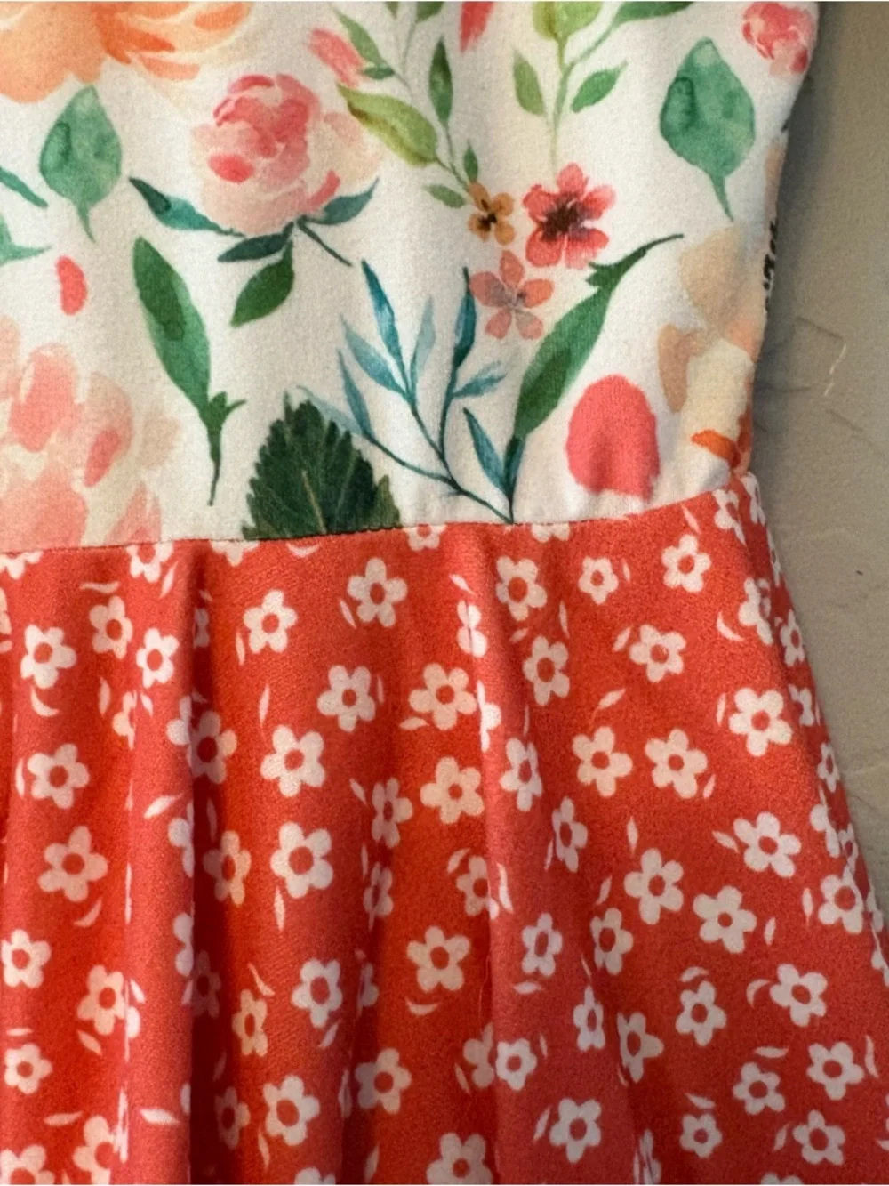 Cheeky Plum Farrah long sleeve coral and green floral leotard size 6